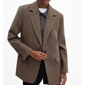 Mango Women's Lapels Houndstooth Suit Blazer